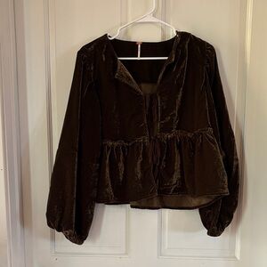 Free People Brown Velvet Top